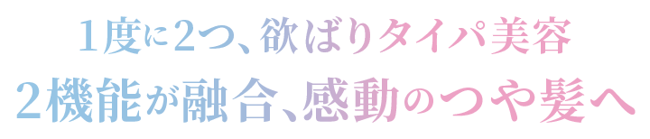1度に2つ、欲ばりタイパ美容2機能が融合、感動のつや髪へ